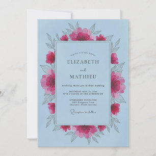 Invitación Boda de primavera impresionante de azul claro