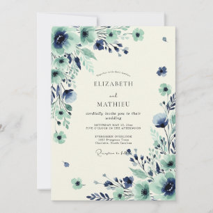 Invitación Boda de primavera impresionante en azul turquesa