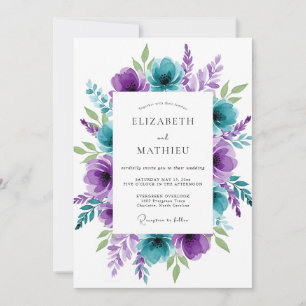 Invitación Boda de primavera impresionante en azul verdoso y