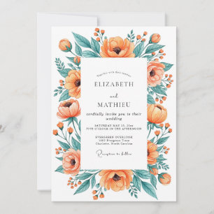 Invitación Boda de primavera impresionante naranja