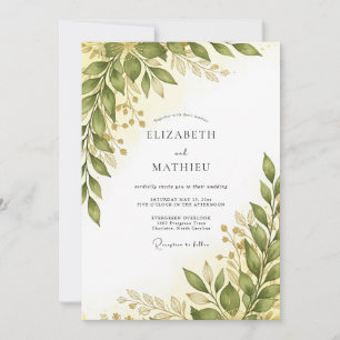 Invitación Boda de primavera inmaculada en verde oliva
