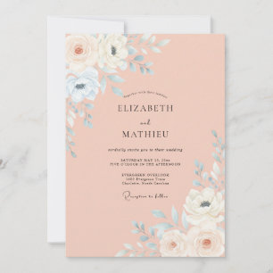 Invitación Boda de primavera inmaculada rosa melocotón