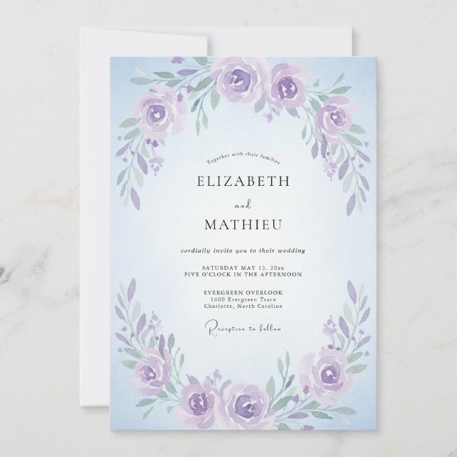 Invitación Boda de primavera lavanda prístina (Anverso)