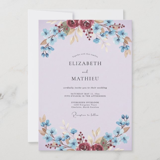 Invitación Boda de primavera lavanda vívida (Anverso)