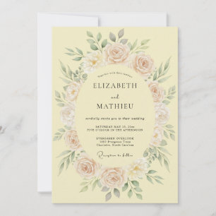Invitación Boda de primavera lujosa de color amarillo pálido