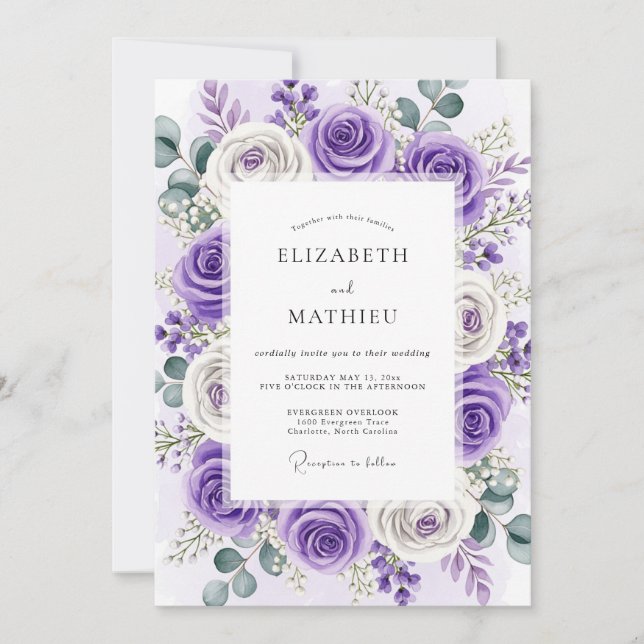 Invitación Boda de primavera lujosa de lavanda (Anverso)