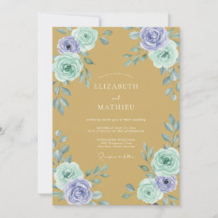 Invitación Boda de primavera lujosa dorada