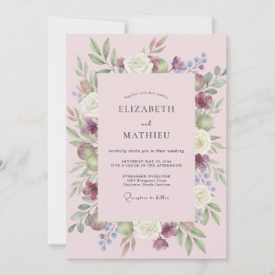 Invitación Boda de Primavera Lujosa Rosa Sonrojo