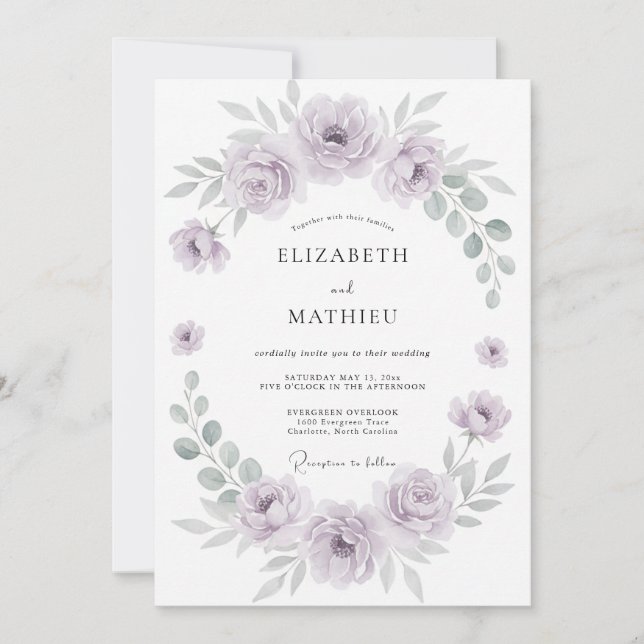 Invitación Boda de primavera luminosa de lavanda (Anverso)