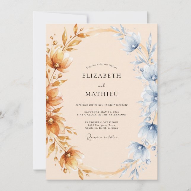 Invitación Boda de primavera luminosa de terracota (Anverso)