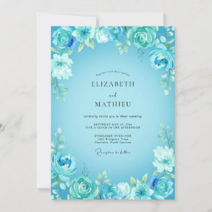 Invitación Boda de primavera luminosa turquesa