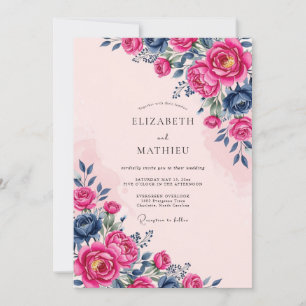 Invitación Boda de primavera magenta en negrita