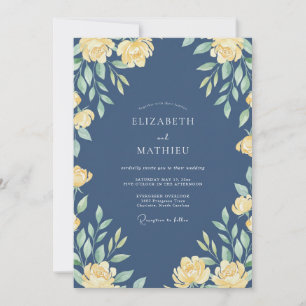 Invitación Boda de primavera majestuosa azul marino