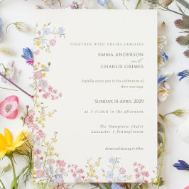 Invitación Boda de primavera o verano en pradera de flores si