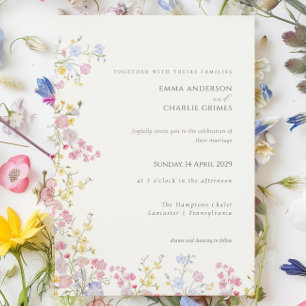 Invitación Boda de primavera o verano en pradera de flores si