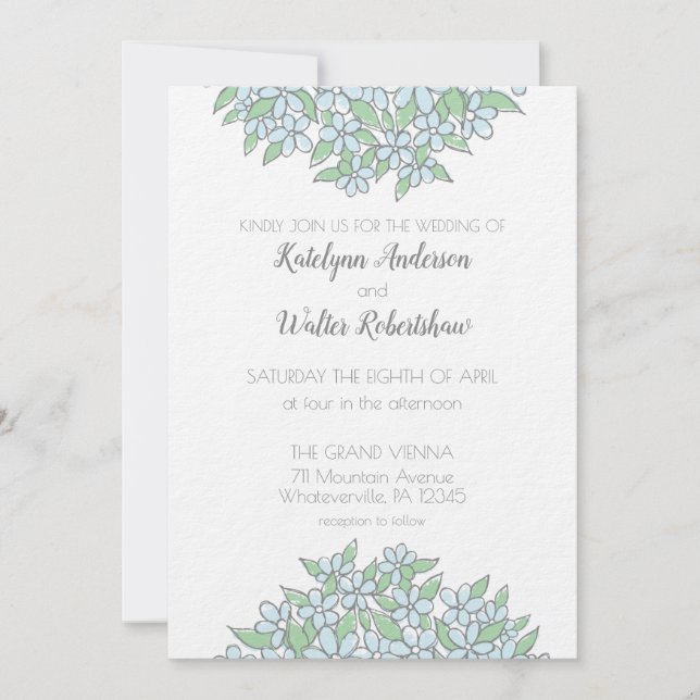 Invitación Boda de Primavera Olvidada-No-Bouquet (Anverso)