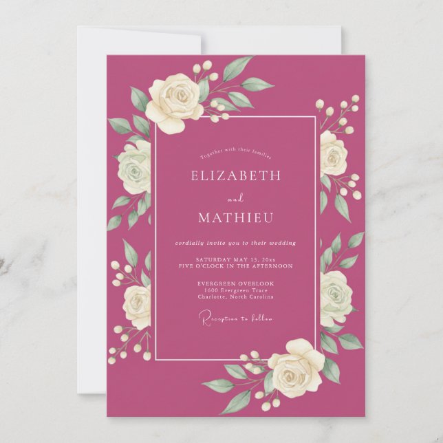 Invitación Boda de primavera opulenta magenta (Anverso)