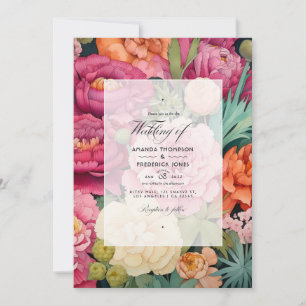 Invitación Boda de Primavera Pastel Rosa, Verde y Arenosa Mar