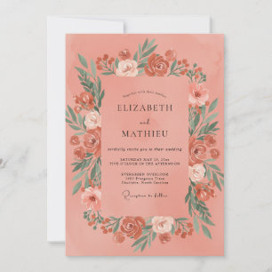 Invitación Boda de primavera pintoresca de melocotón