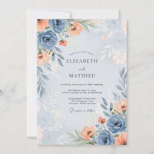 Invitación Boda de primavera polvorienta azul cautivadora