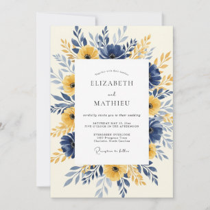 Invitación Boda de primavera radiante con mostaza naval