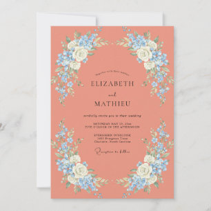 Invitación Boda de primavera radiante de coral