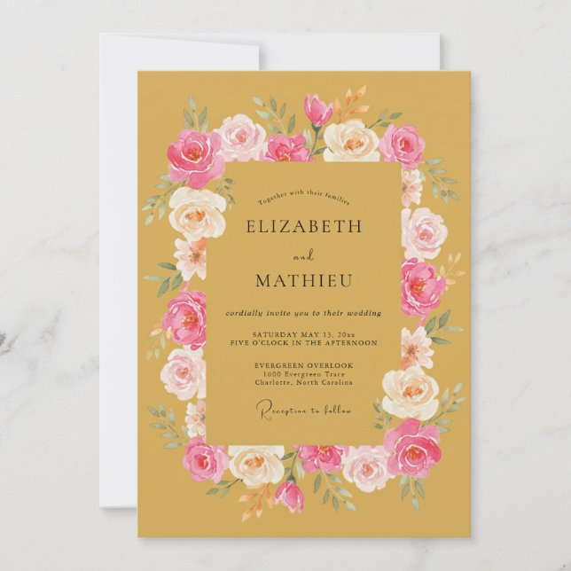 Invitación Boda de primavera radiante dorada (Anverso)