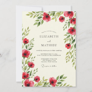 Invitación Boda de primavera radiante escarlata