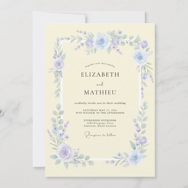 Invitación Boda de primavera refinada de vincapervinca (Anverso)