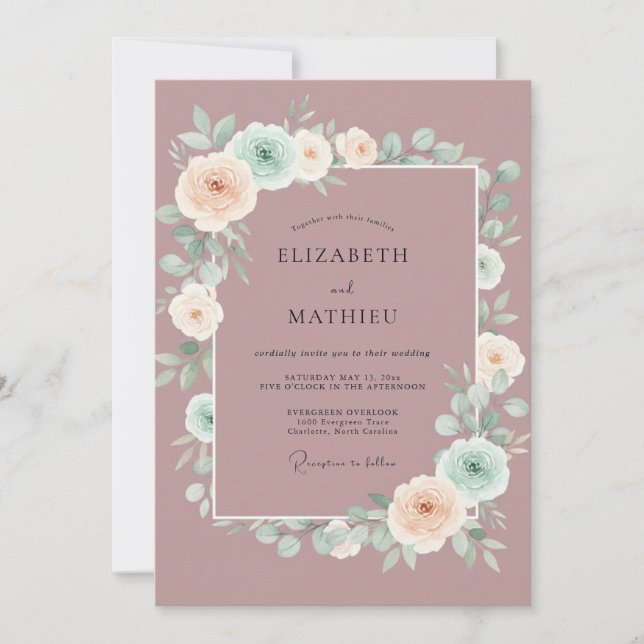 Invitación Boda de primavera refinada en malva (Anverso)