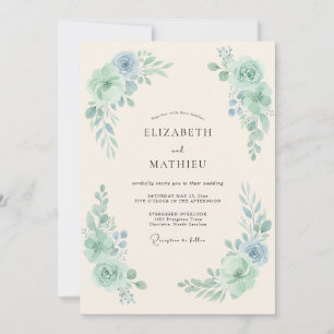 Invitación Boda de primavera refinada en verde menta