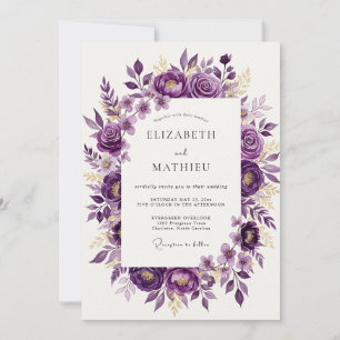 Invitación Boda de primavera refinada violeta