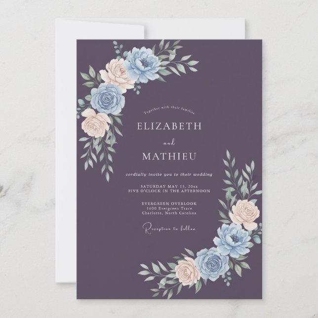 Invitación Boda de primavera resplandeciente con ciruela (Anverso)