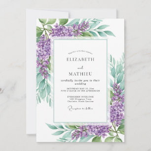 Invitación Boda de primavera resplandeciente de lilas