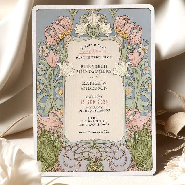 Invitación Boda de Primavera Romántica de Art Nouveau (Subido por el creador)