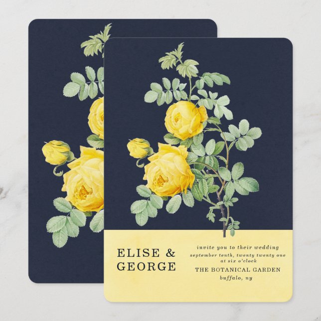 Invitación Boda de Primavera Romántica de la Marina y la Rosa (Anverso / Reverso)
