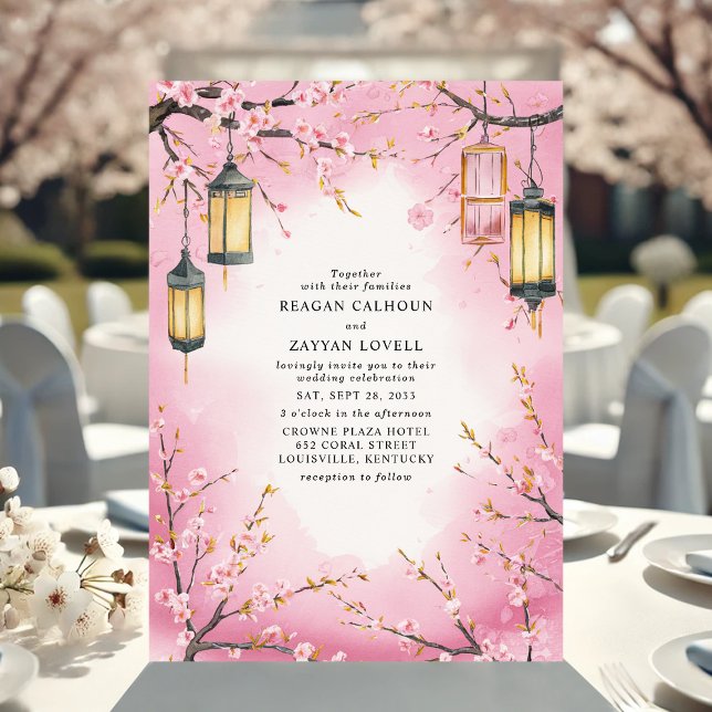 Invitación Boda de Primavera Rosa con arándanos en flor de ce (Subido por el creador)