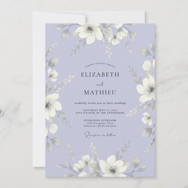 Invitación Boda de primavera serafín lavanda (Anverso)