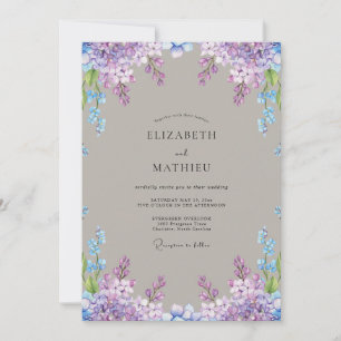 Invitación Boda de primavera sofisticada con lila