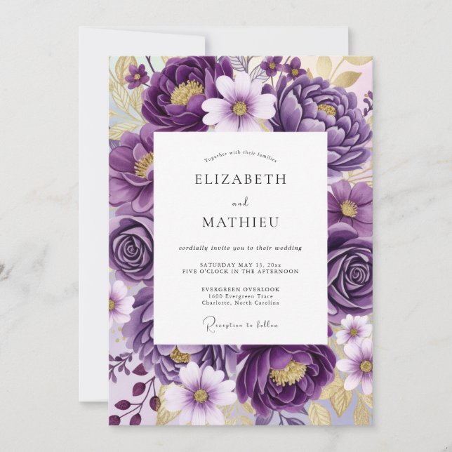Invitación Boda de primavera sofisticada y exuberante de colo (Anverso)