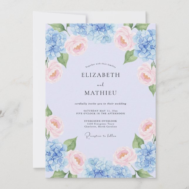 Invitación Boda de primavera suave lavanda (Anverso)