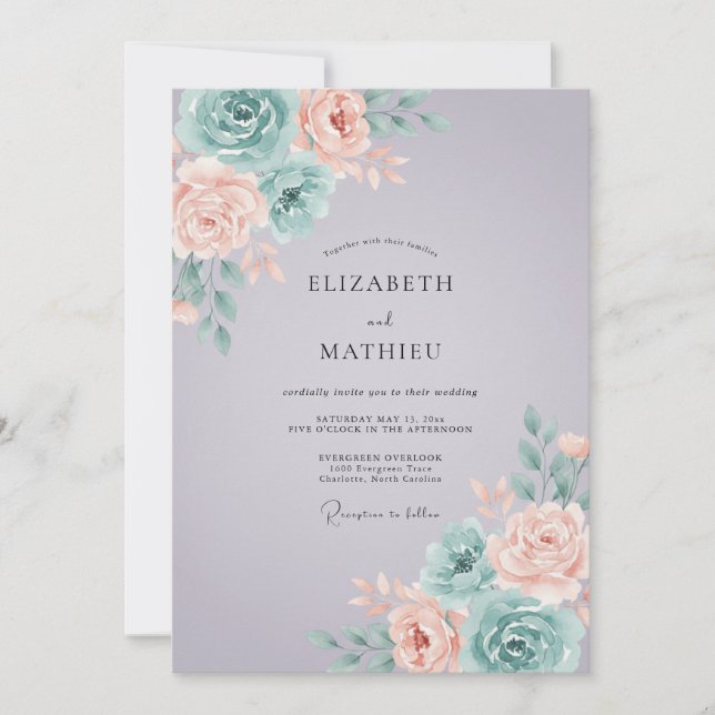 Invitación Boda de primavera suave lavanda (Anverso)