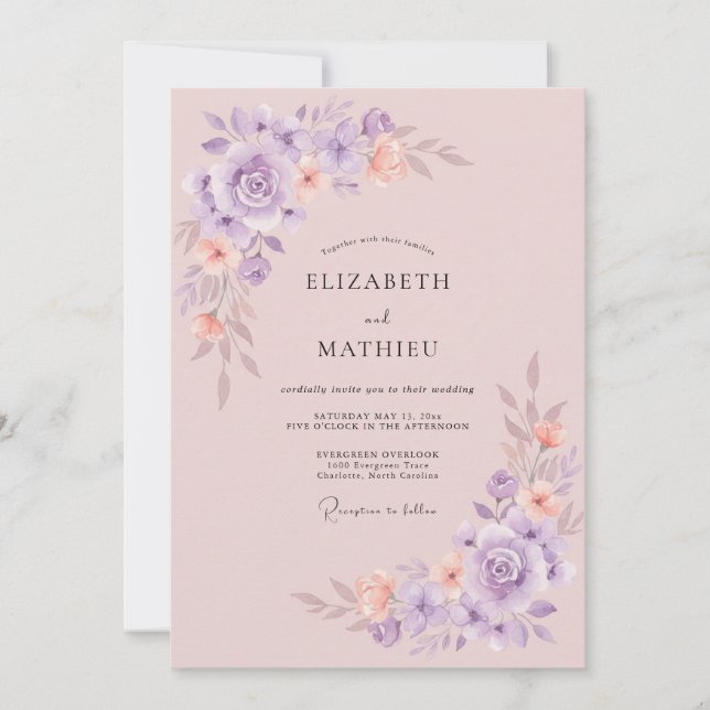 Invitación Boda de primavera sublime de lavanda (Anverso)