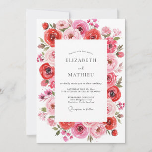 Invitación Boda de primavera suntuosa en rosa cereza
