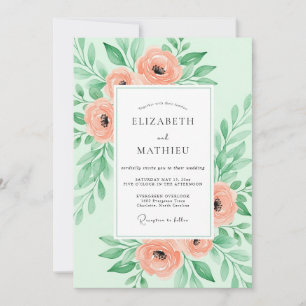 Invitación Boda de primavera suntuosa en verde menta