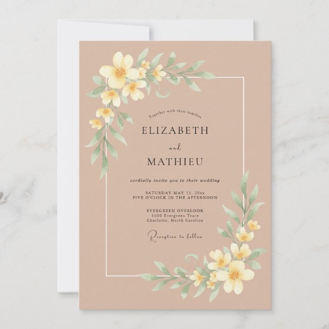 Invitación Boda de primavera tan sofisticada (Anverso)