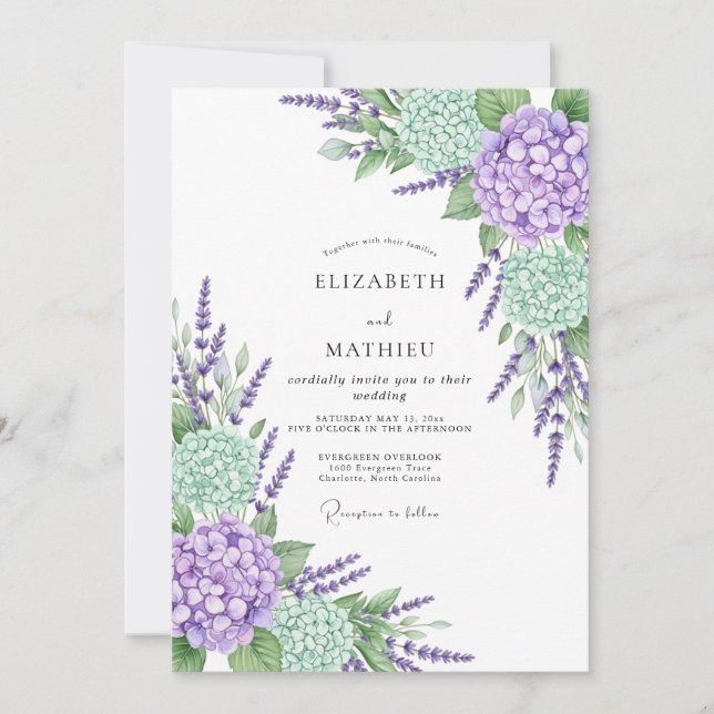 Invitación Boda de primavera tranquila con lavanda (Anverso)