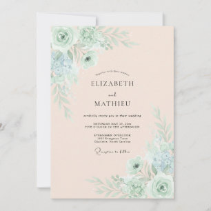 Invitación Boda de primavera verde espuma de mar