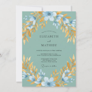 Invitación Boda de primavera verde espuma de mar lustrosa