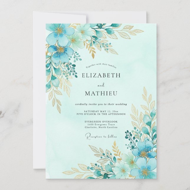Invitación Boda de primavera verde menta prístina (Anverso)